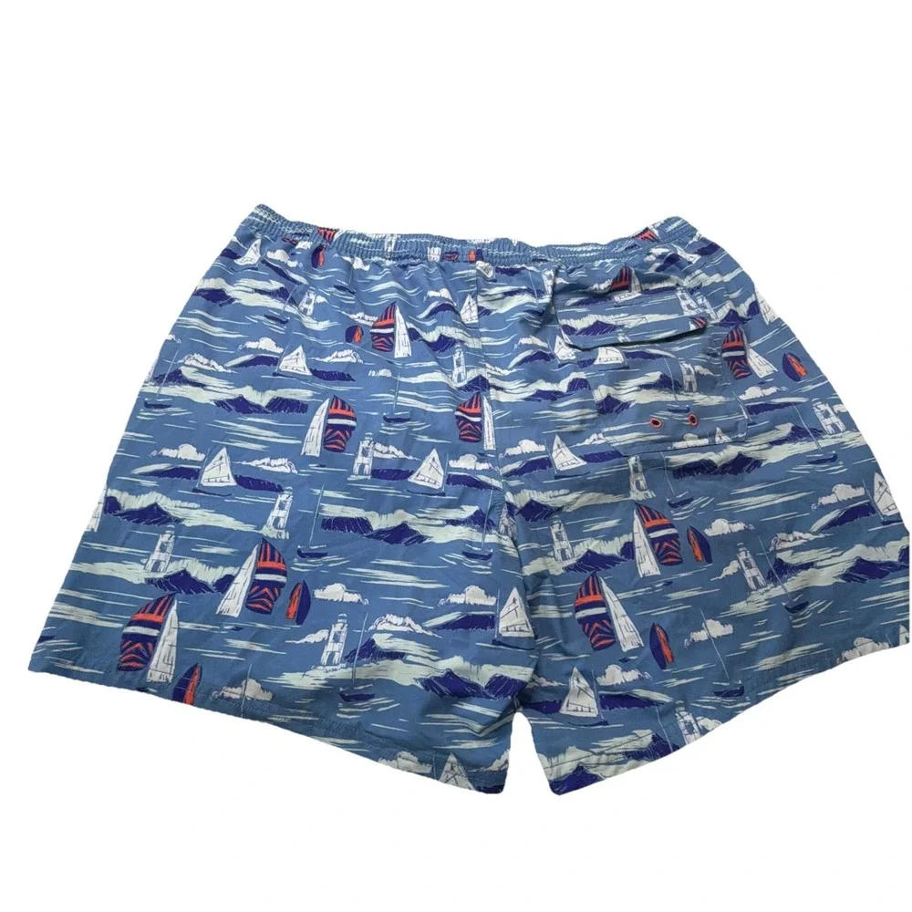 New Vineyard Vines Xl Sailboat Lighthouse Swim Trunks Costal Vacation Beach Mens